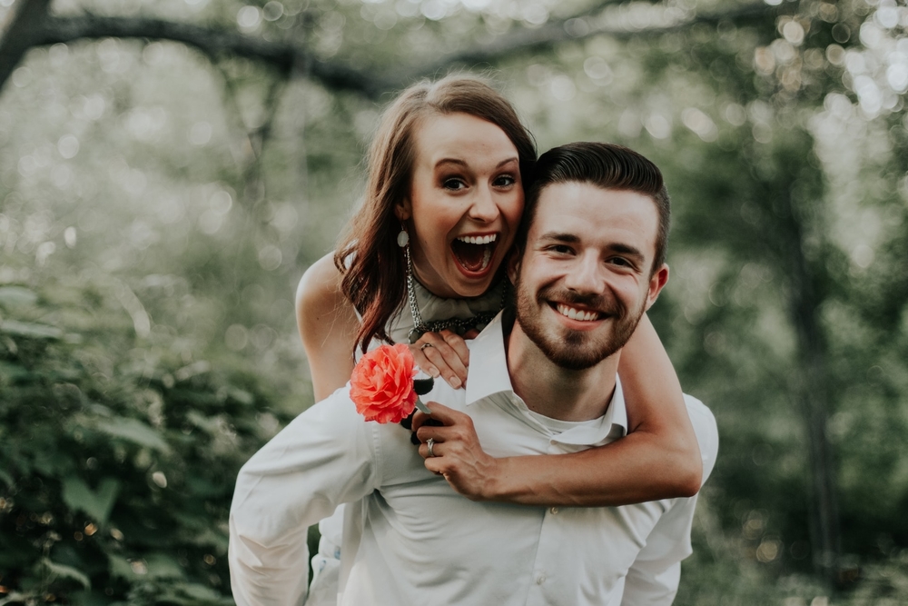 Piggy back engagement photo