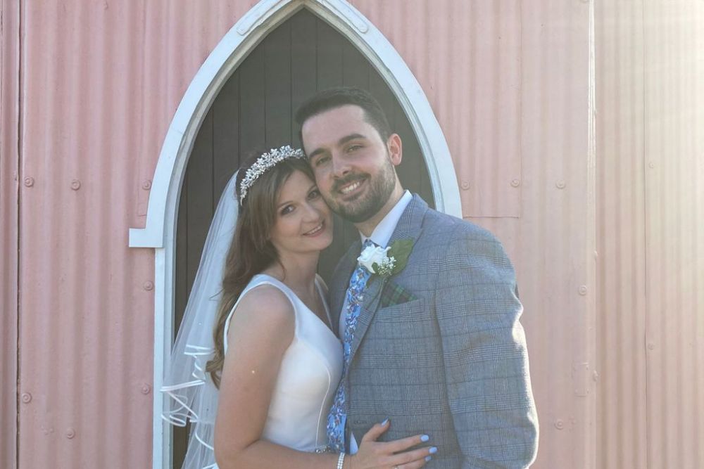 Bride and groom at their wedding