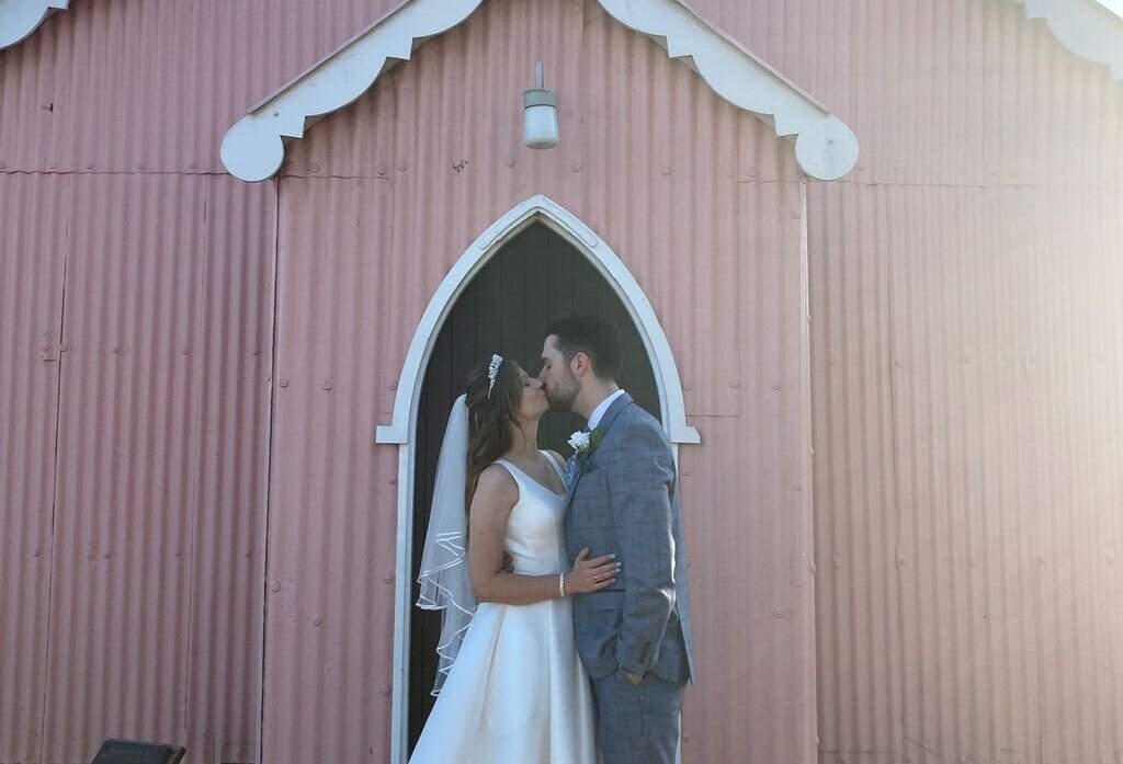 Bride and groom at their wedding