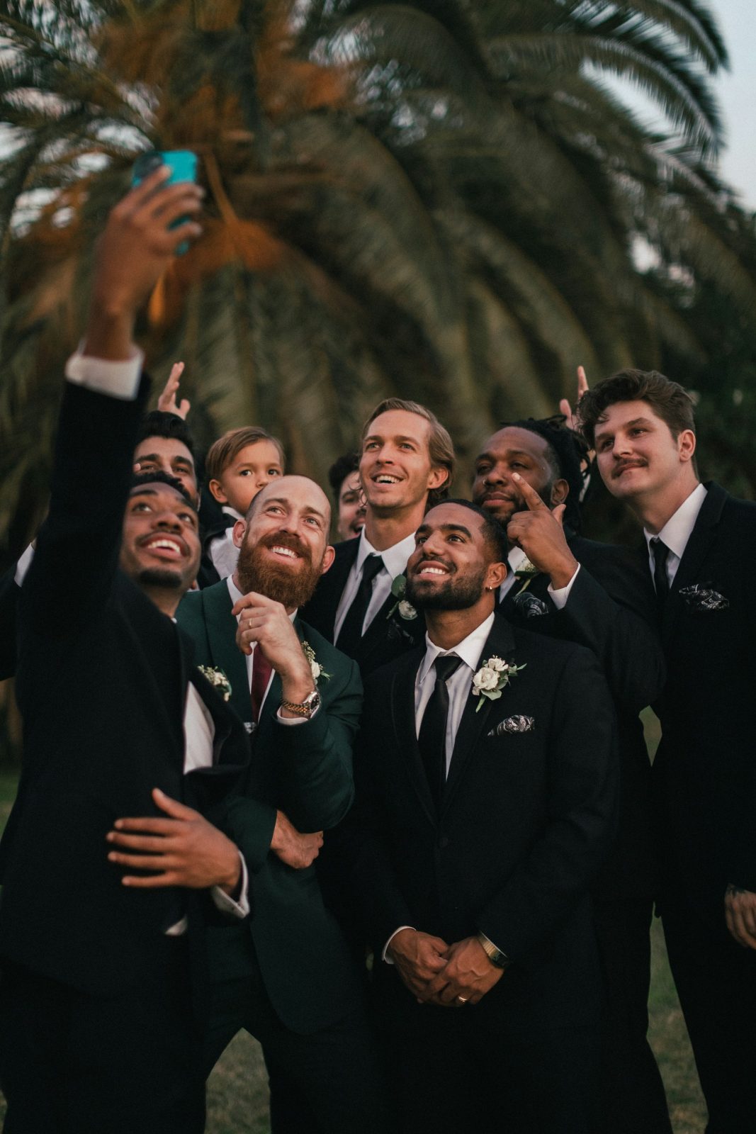 Groom selfie group shot