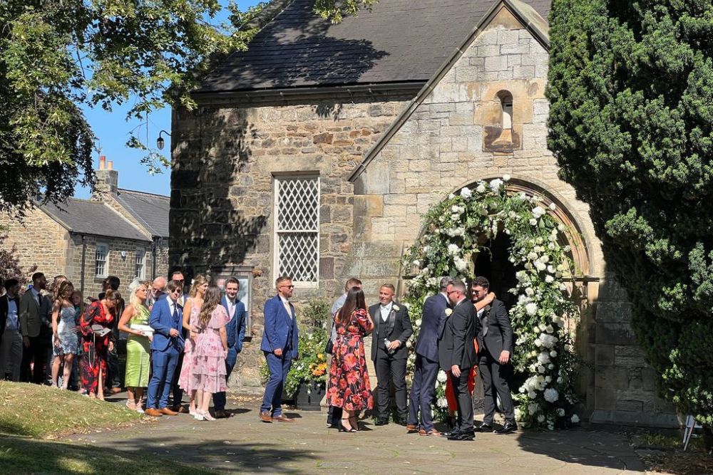 Outside at the church